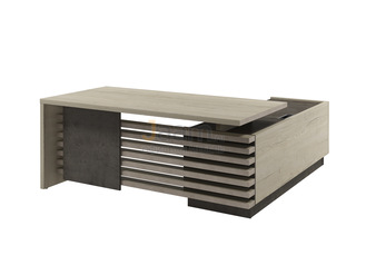 Кабинет руководителя Стол руководителя на ЛДСП опорах с опорной тумбой и блоком розеток левый Z-218