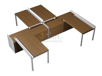 Мебель для персонала Рабочая станция (4x160) с ProSystem на 2-x опорных тумбах-купе КВ 0184 БН