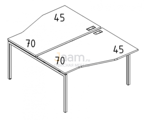 Мебель для персонала Рабочая станция со столами эргономичными "Техно"на металлокаркасе DUE Б2 190 БП