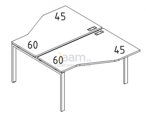 Мебель для персонала Рабочая станция со столами эргономичными "Техно"на металлокаркасе DUE Б2 187 БП